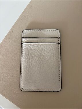 Slim Leather Phone Card Holder - Cream